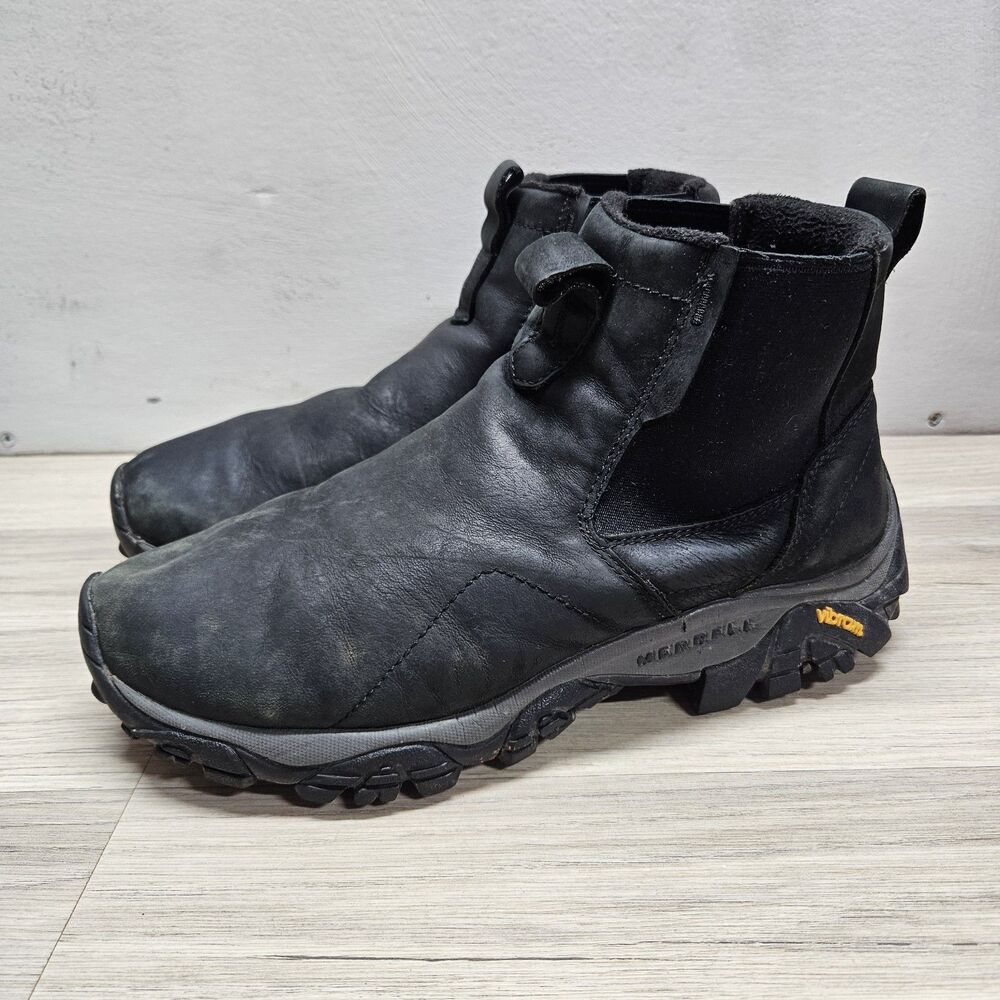 Merrell Mens Black Moab Adventure Boot Size 9.5 Warm Leather Insulated Wool